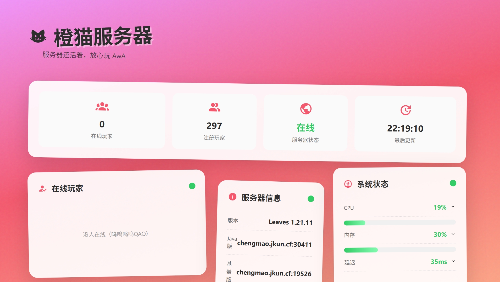 服务器资源监控页面